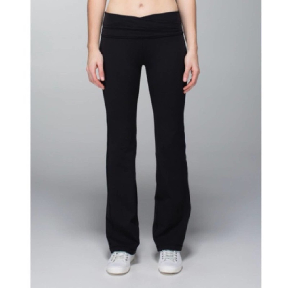 Lululemon Black Astro Yoga Pants Wide Leg Gem